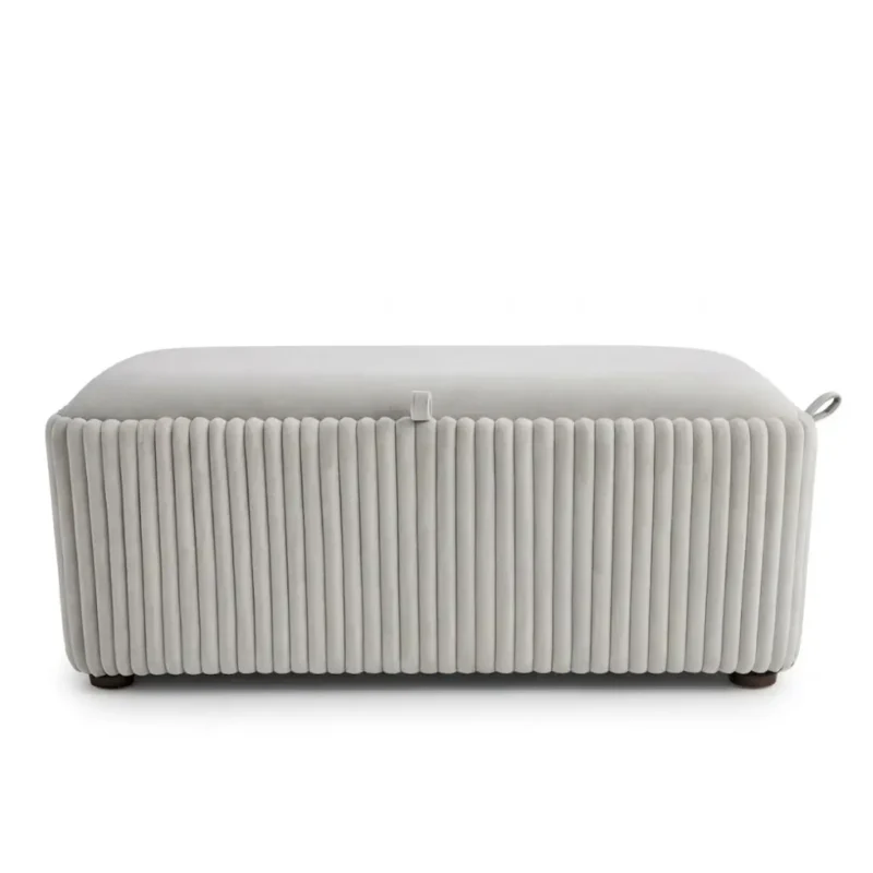 Off-White Ribbed Storage Ottoman
