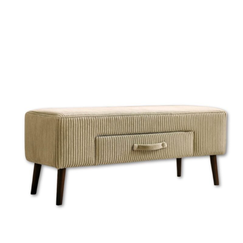 הדום + מגירה פסים – פסטל ירוק Pastel Green Ribbed Ottoman with Drawer